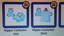 WEBKINZ CLASSIC retired clothing lot Hippo Hat and Hippo Shirt virtual