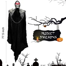 NEW 77.5" Halloween Decorations Outdoor - Moving Life-Size Skeleton Witch 