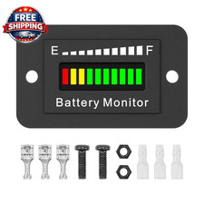 12V 24V 36V 48V 60V 72V Battery Monitor Meter, Waterproof LED Battery Capacity V