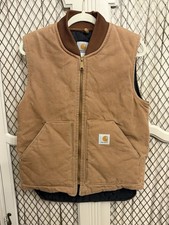Vintage Carhartt V01 BRN Duck Vest Arctic Quilt Lined Brown Men's Medium 2002