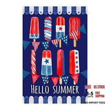 Hello Summer Popsicles and Ice Cream Patriotic Outdoor House Large - 28x40 inch