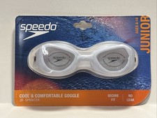 Speedo Junior Sprinter Swim Goggles Ages 6-14, Anti-Fog UV Protection White
