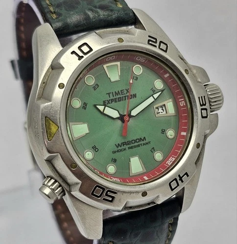 TIMEX EXPEDITION QUARTZ 905 S4 GREEN DIAL DIVER VINTAGE MEN’S WATCH