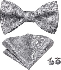 Silk Self Tie Bow Ties for Men Adjustable Men'S Bowtie Handkerchief Pocket Squar