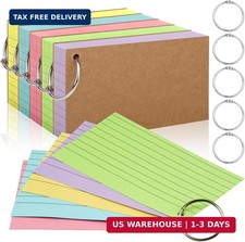 350 Pcs Index Cards With Ring, 3x5 Inches Flash Cards With Rings Colored Heavy N