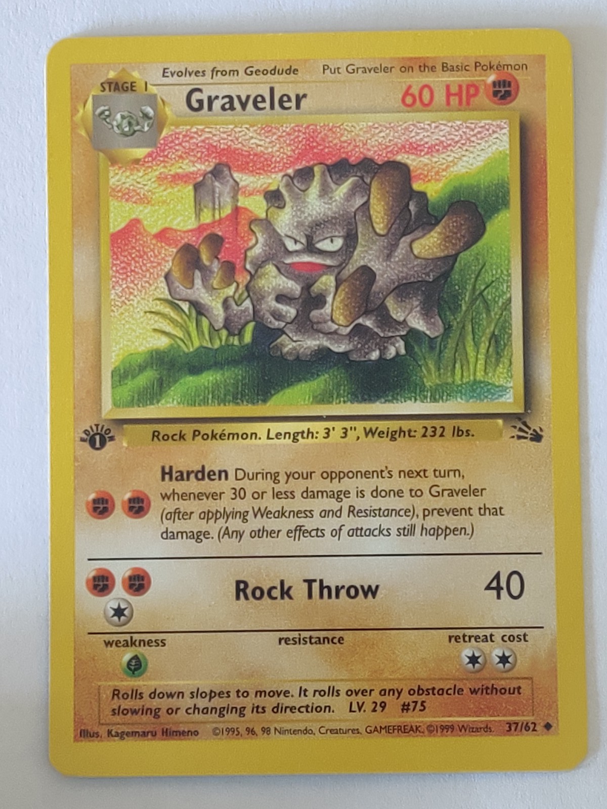 Graveler Uncommon Fossil 37/62 NM