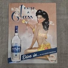 Vintage”Raise A Glass” Deep Eddy Vodka Metal Sign Collection Wall Art 20”x16”
