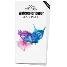 3x7" Watercolor Paper 80 Sheets 140lb/300GSM Cold Press Cotton Artist Paper