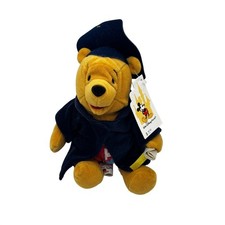 Disney Winnie the Pooh Graduation Plush Toy Small Yellow Navy Blue Gown Diploma