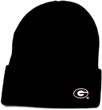 Georgia Bulldogs flat cotton applique on Black beanie  cap hat. SEE DETAILS