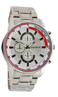 Goldlis 44Mm Quarz Herrenuhr Metallarmband Chrono Look Silber Farben Sport Neu