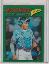 2026 Topps Heritage Chrome Green Refractors #346 Hunter Goodman 35/99 Rockies