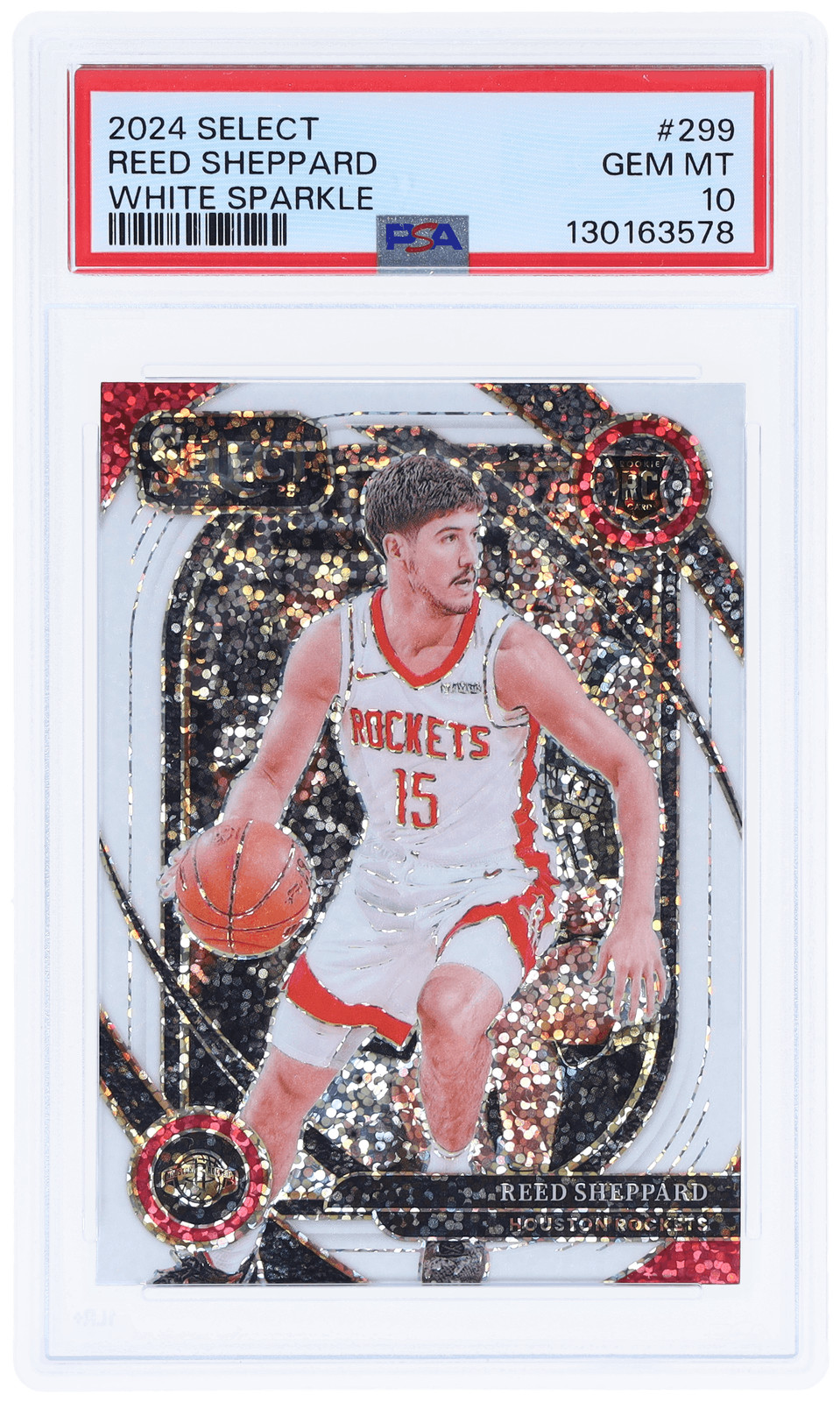 2024 Panini Select Reed Sheppard Courtside White Sparkle #299 PSA 10