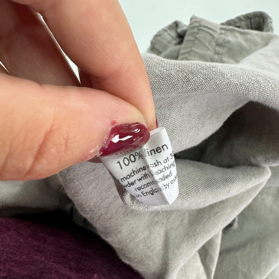 Pantalones Eskandar Mujer 0 EE. UU. 6-8 Gris Medio Corbata Cintura Lino Pantalones Lagenlook Foto 4 de 4