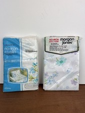 4 Vintage Pillowcases Flower Blue And Purple Lot Florals NOS Morgan Jones Muslin