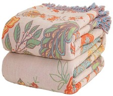 Boho Throw Blankets for Bed Couch, 100 Cotton Soft Cozy Mexican Blanket Rust...