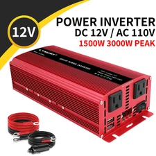 1500W 3000W DC 12V to AC 110V Power Inverter Car Converter 2AC 2USB LED Display