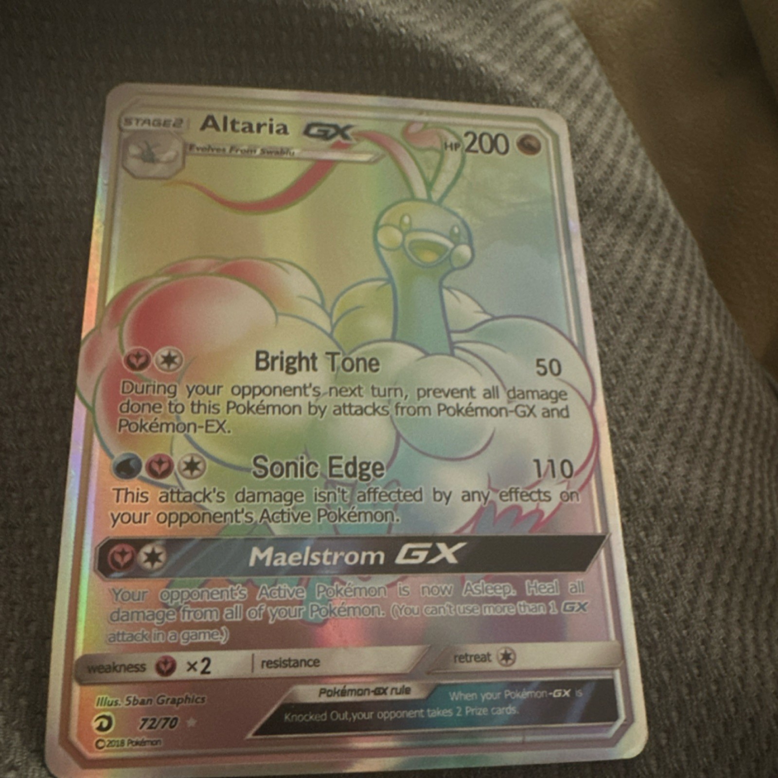 Altaria GX Full Art Ultra Rare Holo Pokémon Card Dragon Majesty 72/70