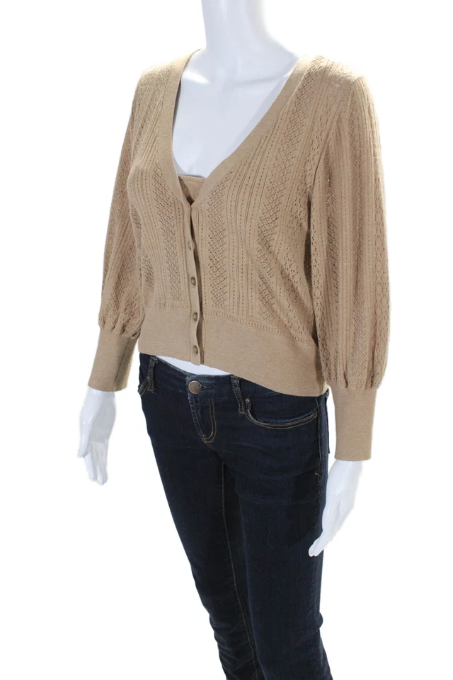 Cardigã suéter feminino Intermix manga comprida botão para baixo marrom tamanho médio - Imagem 3 de 4