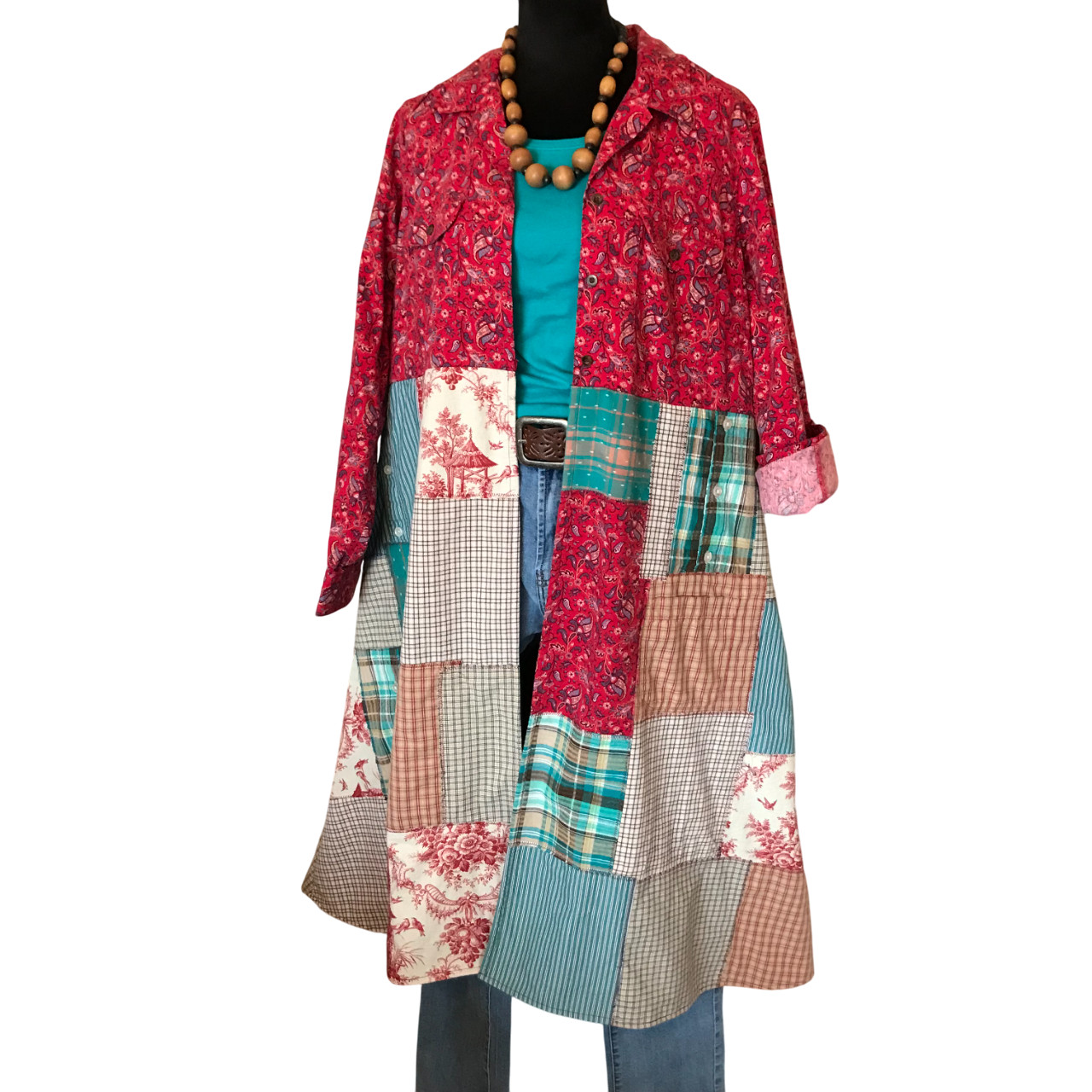 Handmade Boho Patchwork Duster: Heavyweight Hippi… - image 10