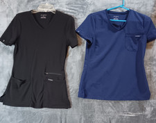 Jaanuu Women Small Scrub Top Lot Navy Black Workwear Medical Uniform Pockets