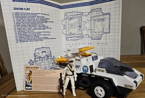 Vintage Hasbro GI Joe 1985 Snow Cat Vehicle Complete W/Frostbite Blue Prints —71