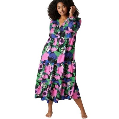 Damen Kleid Aniston plus Tunika Volant floral Gr. 46-54 Große Größen (3647) NEU