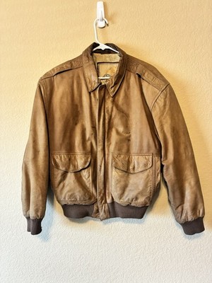 VTG  G-III Leather Bomber Jacket Mens Small Brown Flight Map Lined Classic
