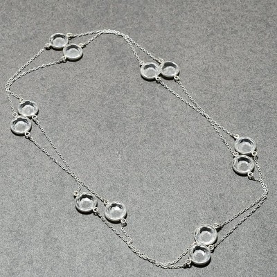 White Topaz 925 Sterling Silver Gemstone Gift Jewelry Chain Necklace 36'' CH 3715
