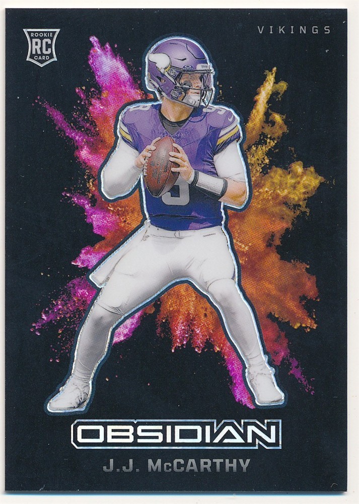 JJ MCCARTHY 2024 PANINI OBSIDIAN #6 RC ROOKIE BLACK COLOR BLAST VIKINGS RARE SP