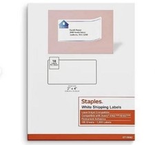 Staples NEW Laser/Inkjet White Shipping Labels 2"x4" 10 Labels/Sheet 1000 Labels