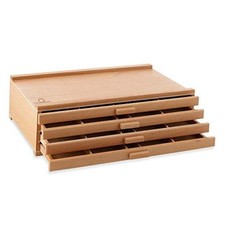 4 Drawer Wooden Artist Storage Supply Box for Pastels, Pencils, Pens, 4-Drawer
