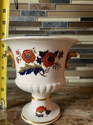 Royal Worcester porcelain Vase Urn Gilt  Handles ''Palissy'' made in England