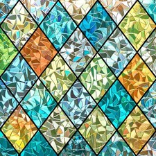 Window Privacy Film Stained Glass Decorative Window Cling 3D Static C...