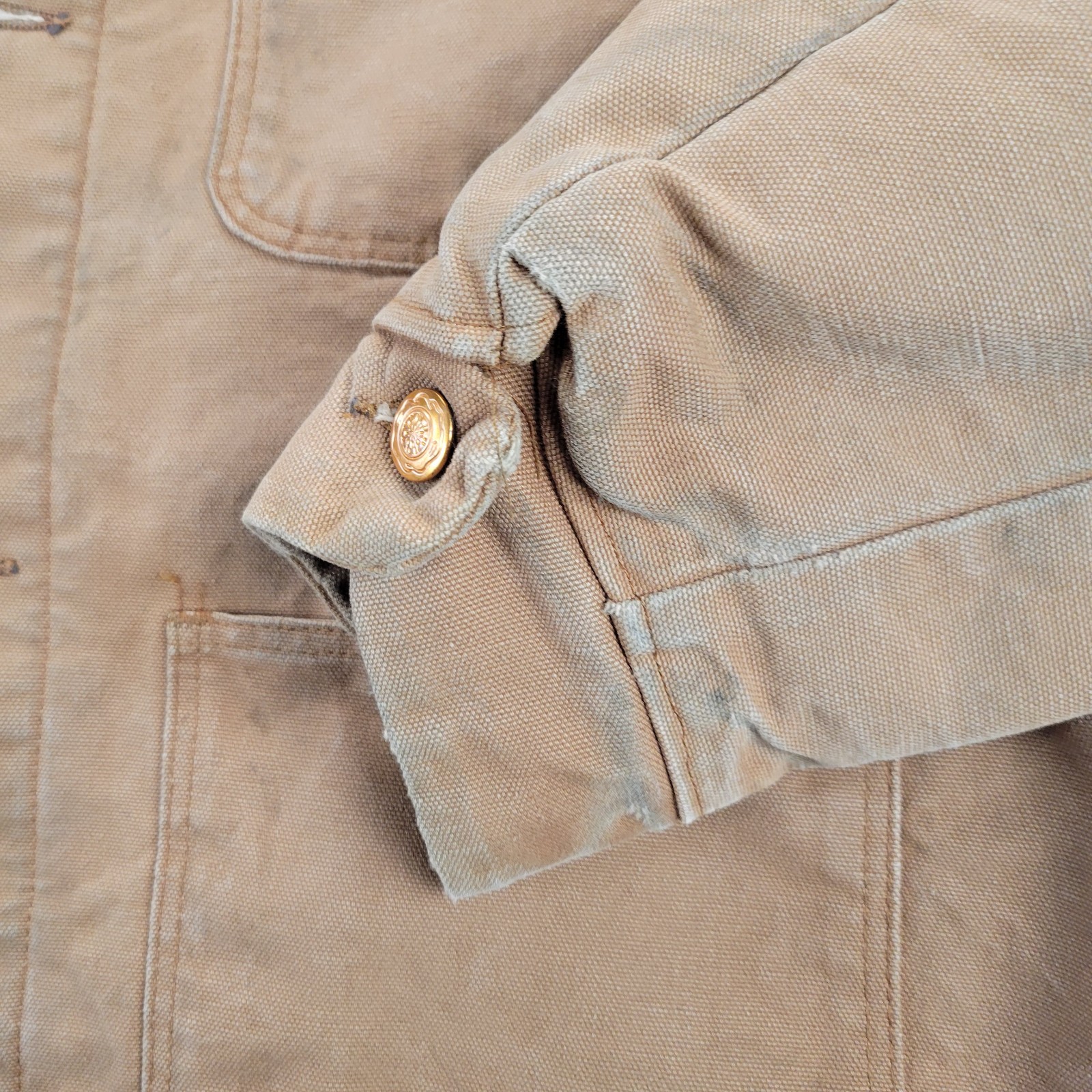 VTG Blue Bell Brown Tan Canvas Blanket Lined Chore Jacket Size 46 Detroit