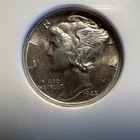 1944-D 10C Mercury Dime Full Bands. ANACS AU 55. Beautiful Coin. Free Shipping.