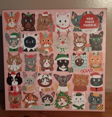 Galison 500 Piece Puzzle ''Festive Fur Balls'' Complete 