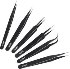 6 Pcs Precision Tweezers Set, Premium Anti-Static Stainless Steel Tweezer, ESD C