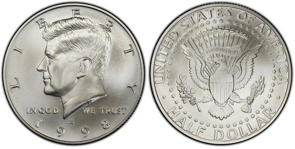 (1) 1998 S Robert & John Kennedy MS/UNC Silver Dollar & Half 2 Coin Set w/COA - Image 3 of 3