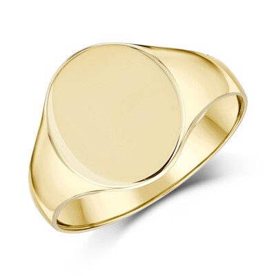 Herren-Siegelring 9 kt Gelbgold ovale Form leicht UK punziert Größe H-Z