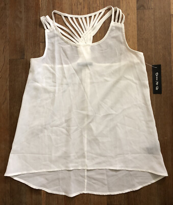 Dress Me Up Solid White Halter Style Blouse Tank NWT Sz S Twist Back Design