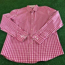 Bugatchi Shirt Shaped Fit Long Sleeve Button Up Pink White Flip Cuff Mens Large