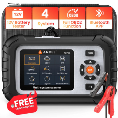 ANCEL AD720 OBD2 Car ABS SRS Transmission Engine Diagnostic Scanner Battery Test