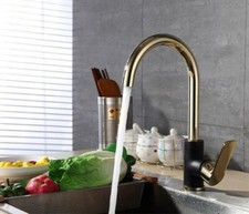 Black Gold Kitchen Faucet Sink Mixer Tap Swivel Spout Modern Single Hole Faucet