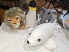 4 Zoo WILD Animals SOFT TOYS Elephant Lion Penguin Seal LOT DeAgostini Werribee