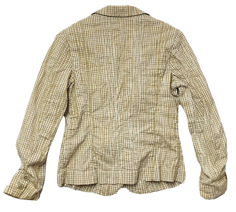 CAbi Jacket Womens Small Long Sleeve Button Up Collar Linen Beige - Image 4 of 4