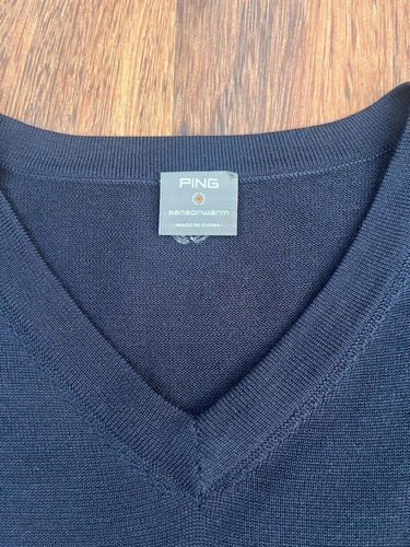 Men's Ping Sensor Warm 100% Merino Wool V Neck Jumper UK Size S BNWOT - Picture 2 of 10