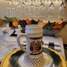 One of a Kind Vintage Beer Mug Ceramic Gilt Gold Česká Republika Praga Bareware