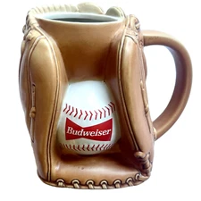 NEW VINTAGE 1995 BUDWEISER BEER BASEBALL MITT STEIN ANHEUSER BUSCH BEER MUG
