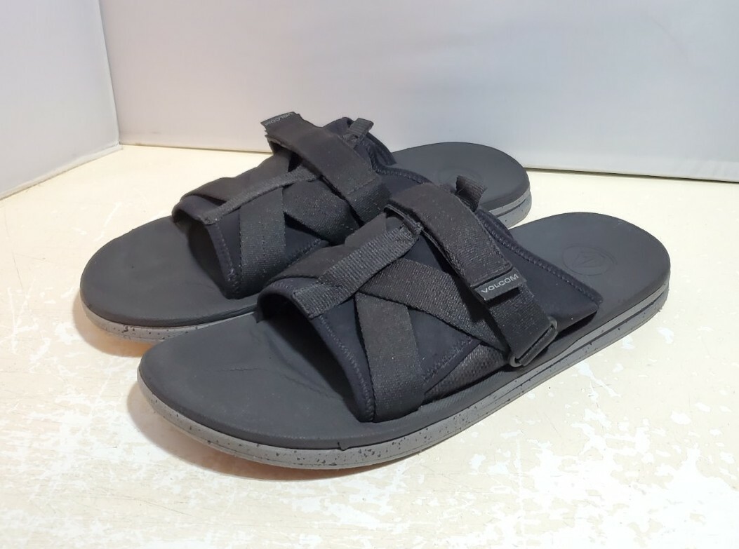 Volcom Black Adjustable Strap Slides Sandals Flip… - image 5